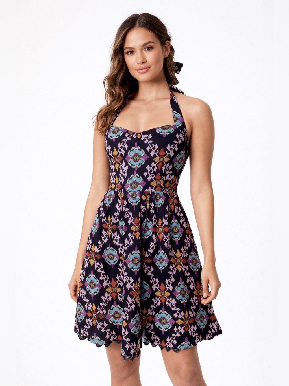 Anthropologie Edme & Esyllte Euro Summer Bold Print Halter Dress Size 4